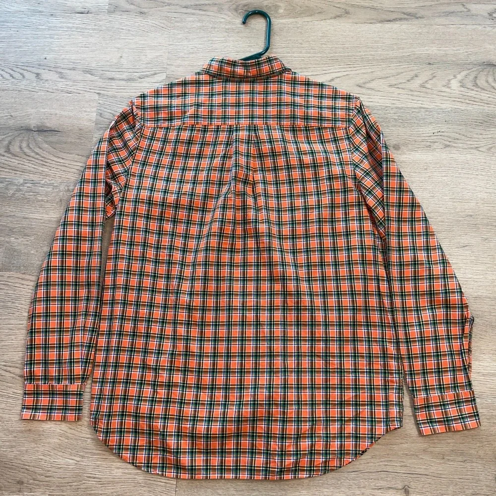 Ralph Lauren Boys XL 18-20 Plaid Button Down Shirt Orange Green Long Sleeve